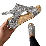 Womenyiaor Wedge Sandals for Women, Espadrilles Wedges for Women Buckle Ankle Strap Open Toe Sandals