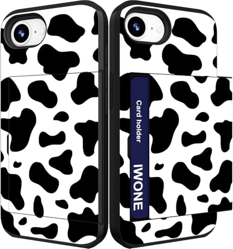 IWONE for iPhone 16e & 17e Case - Black White Cow Spots