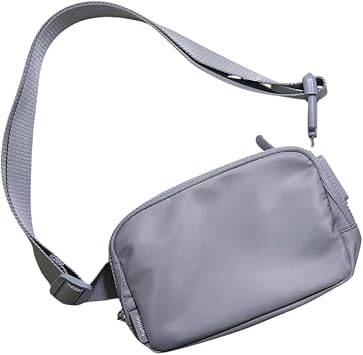 Mini Nylon Belt Bag Fanny Pack Crossbody, Light Grey | Women, Men, Junior, Teens, Unisex, Waist Crossbody Sling, Adjustable Strap, Lightweight Nylon Waterproof, Travel Biking