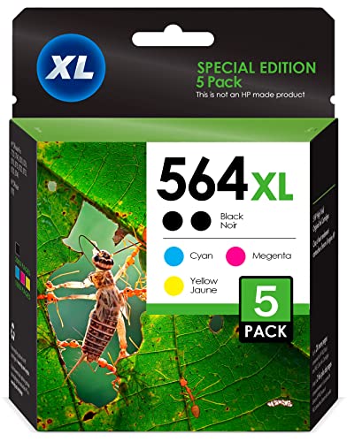 HP Compatible 564XL High Yield Ink Cartridge 564 Value Pack Ink Includes 2 Document Black, 1 Cyan, 1 Magenta and 1 Yellow Ink Cartridges. InkjetsClub Compatible Ink for HP