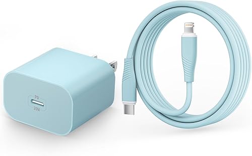 Cargador para iPhone de carga rápida de 20 W PD USB-C cargador de pared y cable de carga USB C de 6 pies Cargador rápido para iPhone 14 13 12 11 más