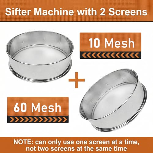 Image of Automatic Sieve Shaker Machine, 110V Stainless Steel Vibrating Sifter with 10 & 60 Mesh Screens for Flour & Powders