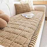 §ＳＵＧＯｉ ソファパッド ソファーカバー 冬用 暖かい 北欧風 ソファーパッド かけるだけ ふわふわ 長方形 2人掛け 肘付き 肘なし 多機能 ソファカバー 滑り止め 厚手 ペット対応 汚れ防止 ソファーかばー 柔らかい 無地 カウチ ベッドカバー 防寒 保温 ブラウン 70*120CM