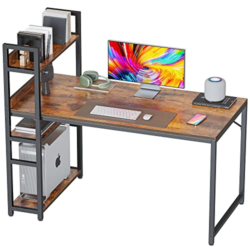CubiCubi Computer Desk 47 inch with Storage Shelves Study Writing Table for Home Office,Modern Simple Style, Rustic Brown CubiCubi Computer Desk 47 inch with Storage Shelves Study Writing Table for Home Office,Modern Simple Style, Rustic Brown