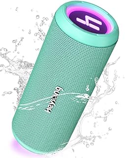 HEYSONG Bluetooth Speaker, Waterproof Portable Wireless Bluetooth Speakers With Led Light, 20W Loud Sound, TF Card, USB Playback, Pool Accessories for Kayak, Outdoor, Camping, Gifts for Men-Mint Green
