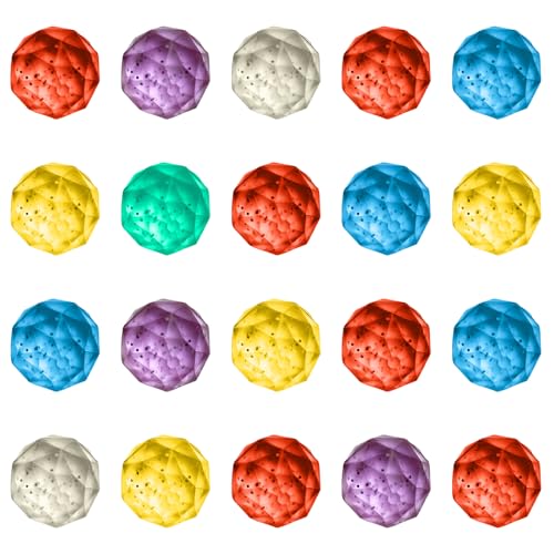 NILLOS Bouncy Balls, 20 PCS Mix Colors Diamond Shape Rubber Balls for Prizes, Birthdays Gift, Carnival Prizes (25 mm/0.98 in)