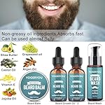 Beard Kit,Beard Grooming Kit for Men W/Straight Razor,2 PACK Beard Oil, Wash, Balm, Brush, Comb, Scissors Mens Birthday Christmas Gifts for Men Boyfriend Husband Beard Trimming Shaving Kit - Image 4