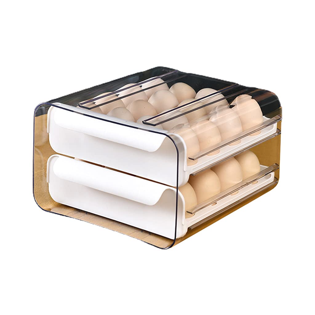 Caja de almacenamiento de huevos apilable para nevera, contenedor organizador de huevos de 2 capas
