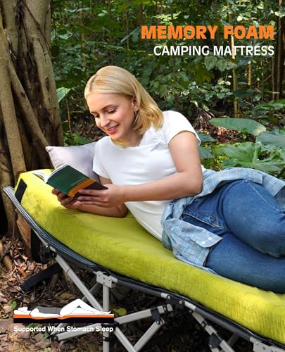 Image of Extra Thick GAIALOOP 4 INCH Memory Foam Camping Mattress, Roll Up Floor Sleeping Mat Camp Cot Mattress Pad Travel Camping Couch Bed for Guest Adults Side Sleepers