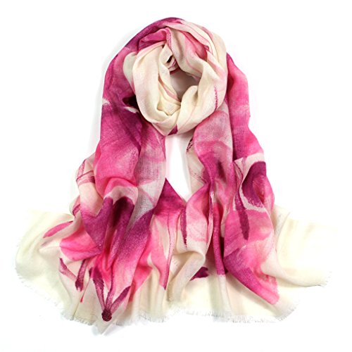 Olina Women's High-Grade Elegant Hand Painted 100% Pure Wool Scarf Shawl