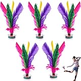 PESSILIN 5 Pack Kick Shuttlecock, 7.5 Inch Chinese Jianzi Shuttlecock, Chinese Jianzi Foot Feather Sports Toy for Indoor and Outdoor Tennis and Racquet Sports