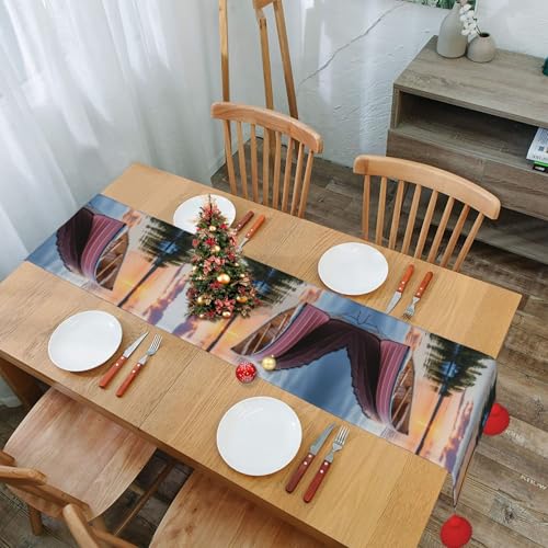 Chemin de table imprimé bateau au crépuscule pour protéger vos tables - 8