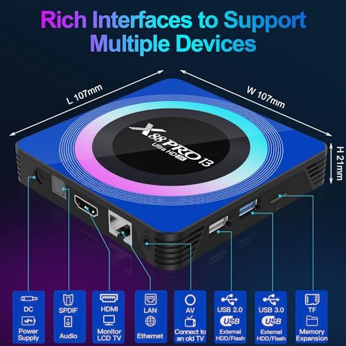 Miniatura 7 de Android Tv Box,Dulmssxy Tv Box Android 13.0 4gb Ram 32gb Rom Rk3528 Quad-Core 64bit Cortex-A53 Mali 450 Mp2 Gpu Support 2.4 5.0ghz Wifi Bt5.0 10 100m Ethernet 8k 3d Dlna Usb3.0 Hdmi 2.0 H.265