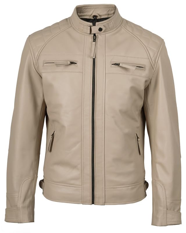 Image of Decrum Leather Jacket Men - Cafe Racer Style Real Lambskin Leather Jackets For Men