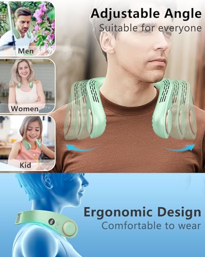 Image of Personal Neck Air Conditioner with Cooling Plates, 5500mAh Long Battery Life, Silent Wearable Cooling Neck Fan, Bladeless lightweight Headphone Fans for Hot Flash Women Adult Outdoors, Light Green