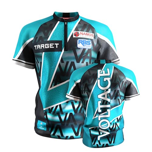 Target Darts Rob Cross Dart Shirt 2025 Größe: L | Herren Darts Weltmeisterschaft Shirt Coolplay kragenloses Dart-Top für Erwachsene Dartboards Top für Männer Voltage Player Edition T-Shirt