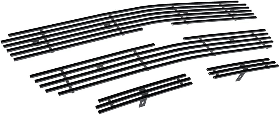 APS Compatible with 2003 2004 2005 Chevy Silverado 1500 HD & 03-04 2500 2500HD 3500 & 02-06 Avalanche Main Upper Top Bumper Stainless Steel Chrome Billet Front Grill Grille Insert Combo C67675A
