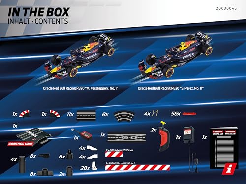 Image of Carrera 30048 Digital 132 Race of The Champions Slot Car Race Track Set, 1:32 Scale, 23.95-Feet Long, Featuring M.Verstappen and S.Perez Cars, Includes Wireless Controllers