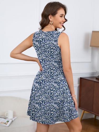 Image of KORSIS Tank Dress for Women Elegant T-Shirt Summer Soft Dresses Sleeveless Swing A Line Vacation Beach Sundress with Pockets