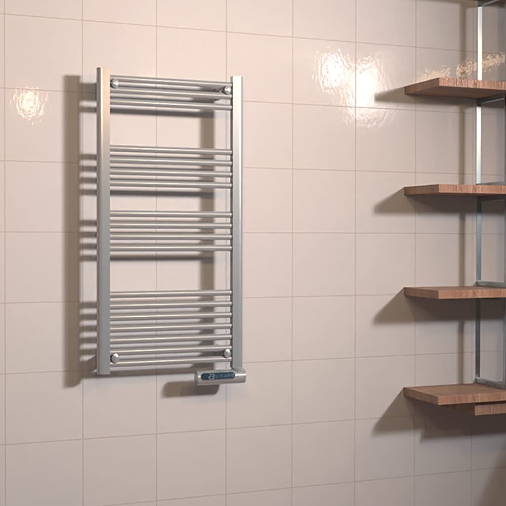 Cecotec Elektrischer Badheizkörper ReadyWarm 9200 Smart Towel Steel. 750 W, LED-Display, Touch Control, Timer, 3 Betriebsmodi, ideal für Badezimmer, 2 Sicherheitssysteme, IP24, Schwarz