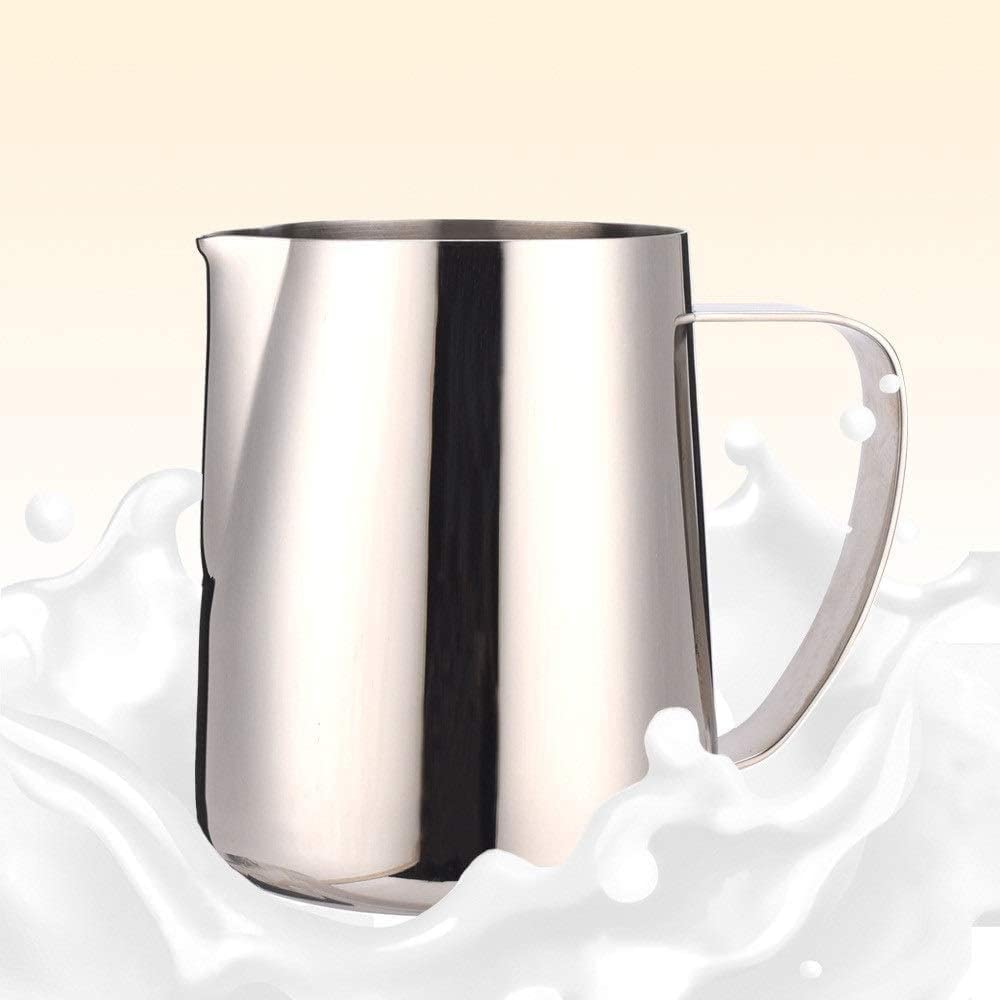 Dzbanekmiarowy ze stali nierdzewnej, Dzbanek do spieniania mleka ekspresu kawy, stalowy kubek, dzbanek Latte Art Dzbanki Kawa mleczna Cappuccino Kolor srebrny