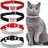 4 Pieces Rhinestone Cat Collar Heart Bling Breakaway Cat Collar Valentine's Day Cat Collar Soft...