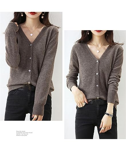 Women's V-Neck Sweater Knitted Cardigan Thin Loose Coat Spring and Autumn Long Sleeved Short Knitwear3