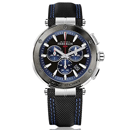 Michel Herbelin Homme 37688/AG65 Chrono Newport 100m Cadran Bleu et Noir 43mm