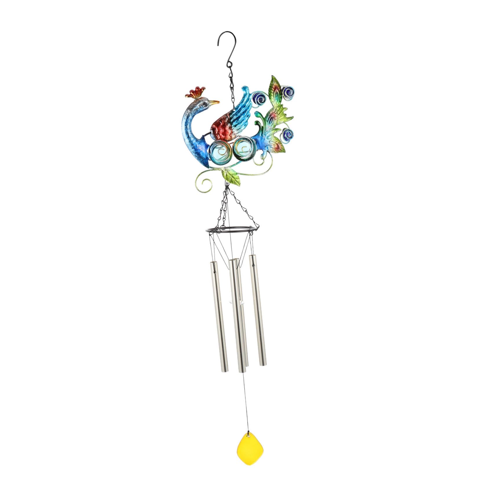 Yardwe 1pc peacock wind chimes Glass Wind Bells wind chimes musical wind chimes Bells Outdoor Peacock vintage decor peafowl wind bell hanging the bell iron