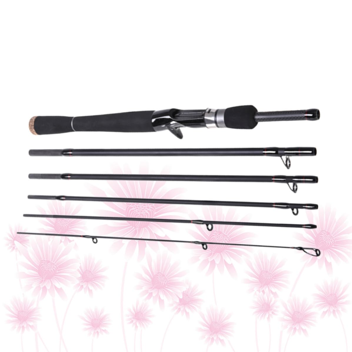 GALPADA Canna da Pesca in Carbonio 6 Sezioni 2.4m Leggera e Facile da Pulire, Canna da Mare Corta per Spinning e Pesca al Bass in Acqua Dolce e Salata