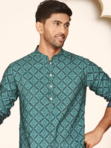 Image of Jompers Ombre Printed Kurtas for Men (Teal, XXL)