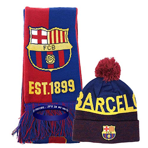 Fc. barcelona beanie skull cap hat and scarf reversible + silicon…