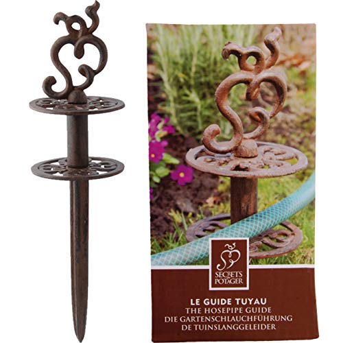 Preisvergleich Produktbild Esschert Design Gartenschlauchführung, Schlauchführung mit Erdspieß in Rostbraun, ca. 11 cm x 5 cm x 20 cm