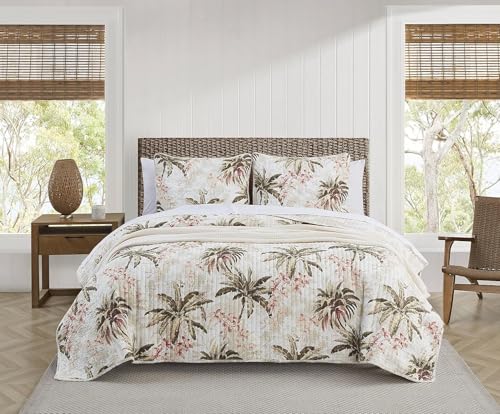 Tommy Bahama - King Quilt Set, Reversible Cotton Bedding with Matching Shams, Breathale Home Decor for All Seasons (Southern Breeze Dark Blue, King)