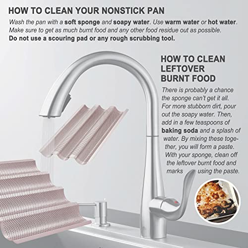 Chefmade Perforated Baguette Pan, 15-Inch 3 Wave Loaves Non-Stick Ultra-Ventilate French Bread Pan 2-Inch Channel For Oven Baking 15.2" X 9.6" (Champagne Gold) #TOP5