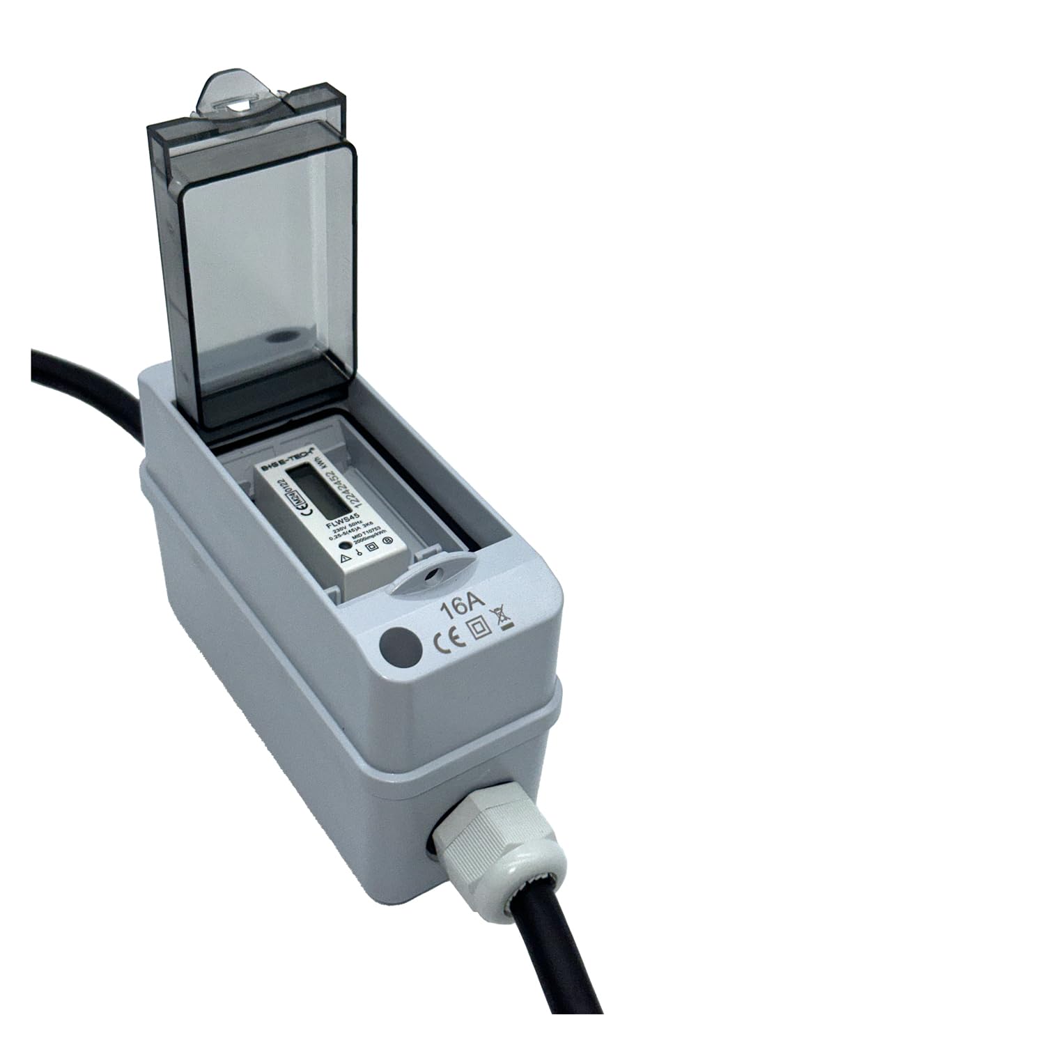 Contatore elettrico mobile Box 230 V [MID 24] con spina 16 A CEE e accoppiamento, contatore elettrico digitale, ideale per campeggio, cantieri e veicoli elettrici