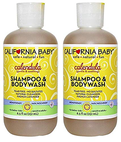 California Baby Calendula Shampoo and Body Wash - Hair, Face, and Body | Gentle, Allergy Tested | Dry, Sensitive Skin, 8.5 Ounces-2Pack