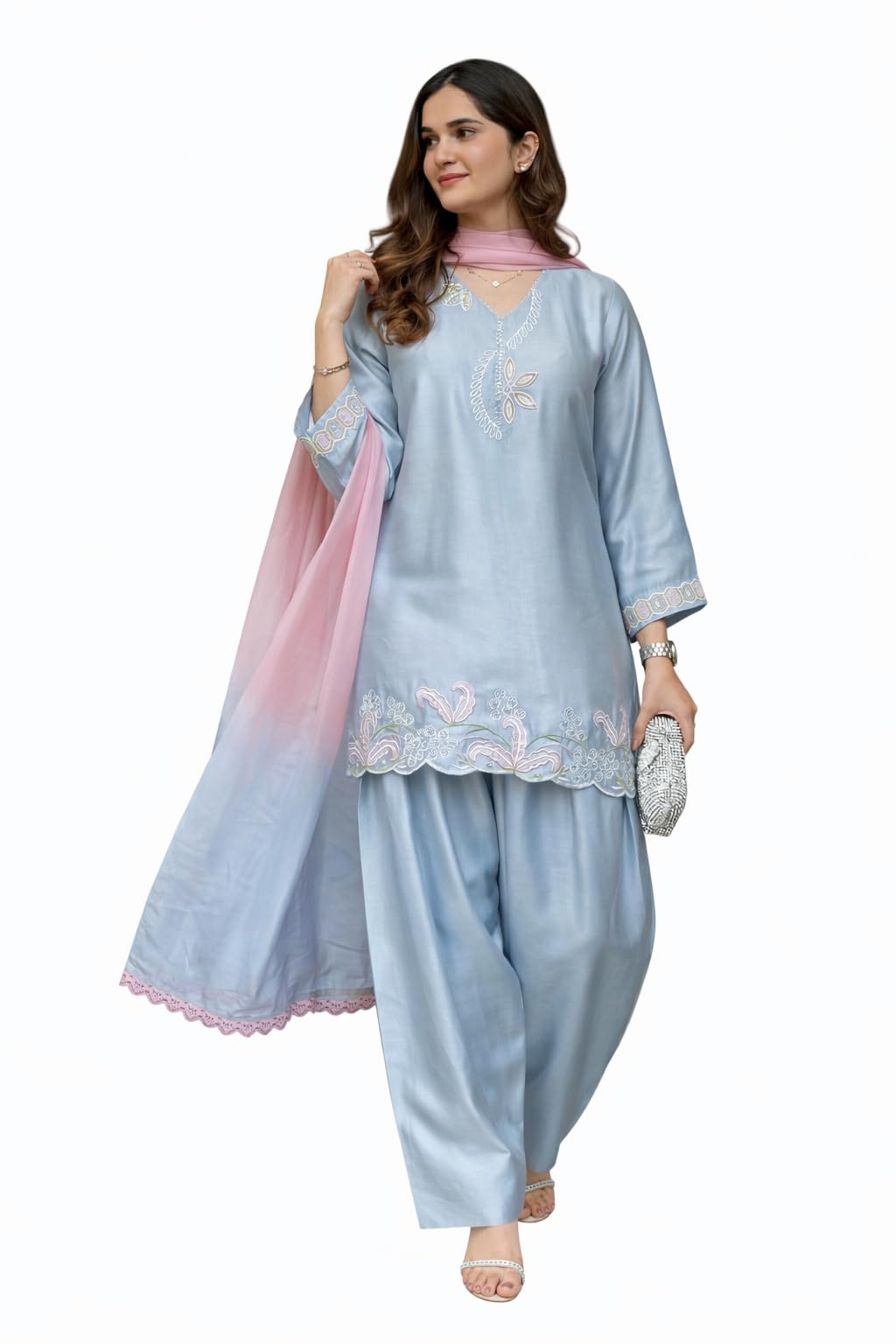 lookmark Women's Malai Satin Printed Rayon Kurta Set with Pant | Traditional Ethnic Co-ord Set for Women | Office, Casual Wear-picture-34