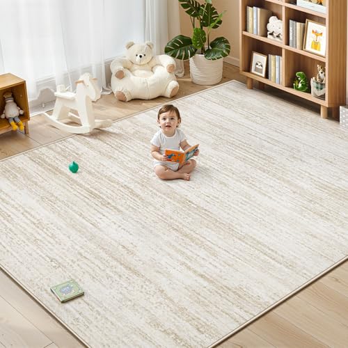 Tapete beige rectangular 8x10 para sala y dormitorio miniatura 3