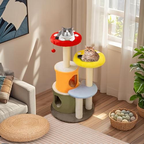 Tangkula Tree Mushroom para Gato 43 in con Rascadores y Condos miniatura 2