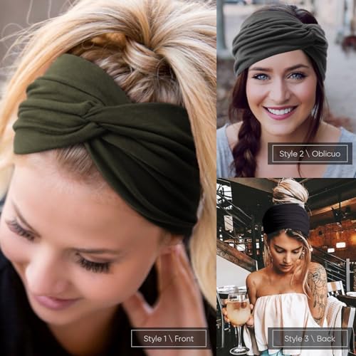 Image of DRESHOW 8 Pack Headbands for Women Yoga Knotted Headbands Elastic Criss Cross Hair Accessories Sports Head Wrap Non Slip