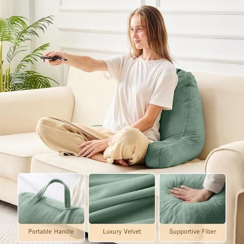 Image of Sasttie Reading Pillow for Bed, Back Pillow for Sitting Up, Sage