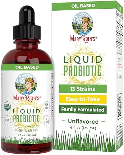 ORGANIC LIQUID PROBIOTICS by MARYRUTH (Plant Based) USDA Certified Organic, Vegan, RAW, Paleo, non-GMO, Highly Potent Live Strain Flora assists digestion & maximum absorption of vitamins/minerals 4oz