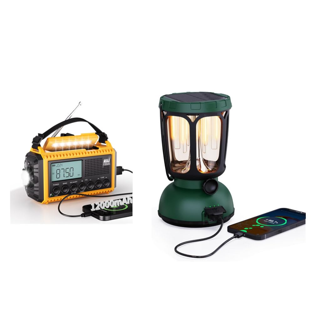 Mesqool Emergency Lantern charging a smartphone via its USB port.