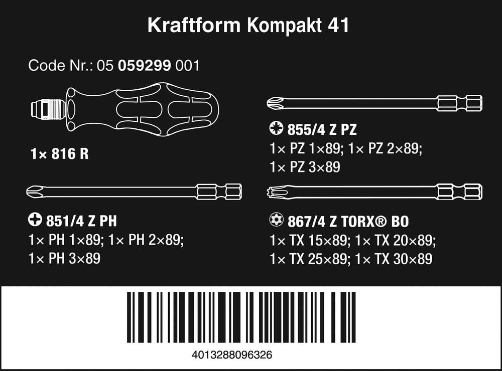Wera, Kraftform Kompakt 41, 11 pezzi