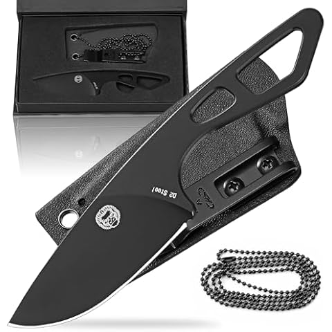 Holtzman's Gorilla Survival 'Snakebite' Fixed Blade Utility Knife with D2 Sheath, Belt Clip Cover