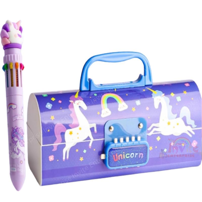 Image of Pencil Cases /Pencil Box with Code Lock Pen Case Kids Pencil case Style Password Lock Pencil Box Case Multi-Layer Pencil Box for Boys Girls (Unicron Blue Pencil Case)