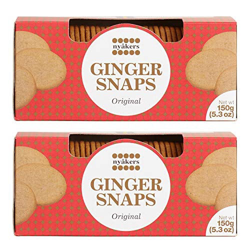 Nyakers Original Swedish Ginger Snaps - Finest Ginger Snaps Original Flavor Swedish Cookie - Perfect Cookies on the Go (Deliciously Baked) - Perfect for either Snack or Dessert - 150 grams (2 Packs)