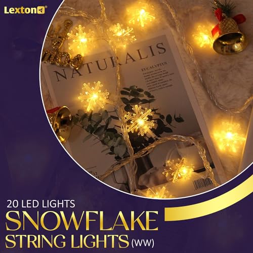 Image of Lexton Snowflake LED String Lights | Decorative Festive Lights | 14 LED Lights | Warm White | Plug Sourced |for Indoor & Outdoor Decorations, Diwali Christmas Wedding, Birthday, Festivals