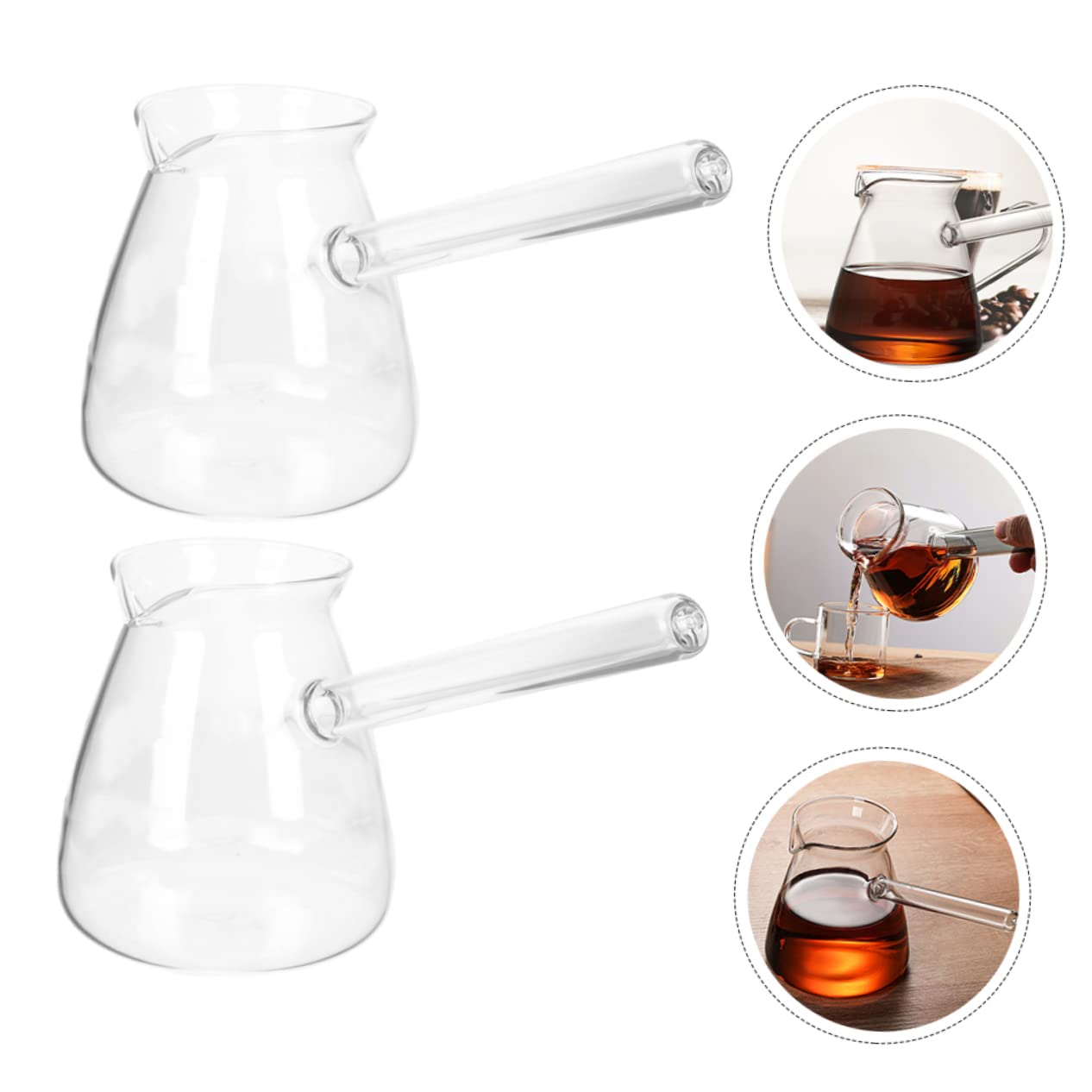 Garneck 2pcs Glass Milk Jug Coffee Pot Heaters for Home Ibrik Coffee Pot Turkish Coffee Warmer Milk Heating Pot Turkish Coffee Kettle Coffee Espresso Milk Warmer Pot Pots Cevze
